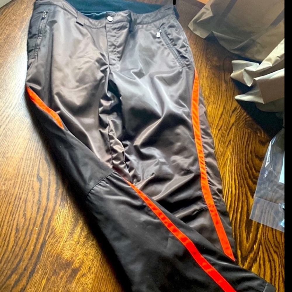 bogner ski pants size 12 long brown with orange stripe insulated snow